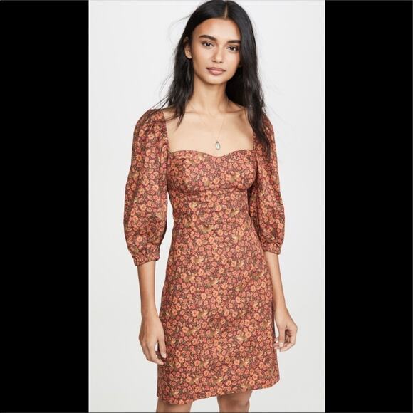 FARM Rio Dresses & Skirts - Farm Rio leopard garden puff sleeve mini dress fall